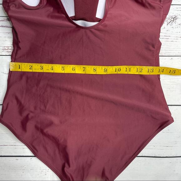 On The Beach burgundy full piece bathing suit - Picture 10 of 12